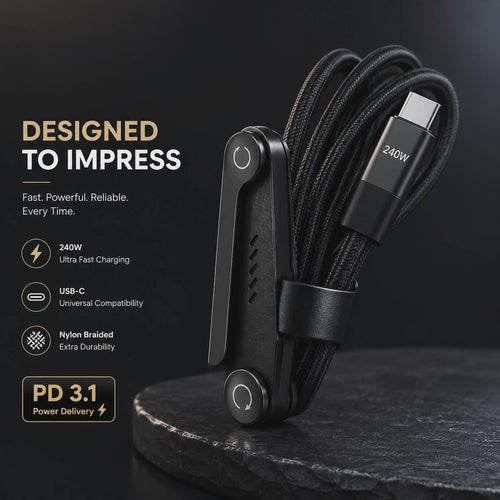 240W Foldable USB-C Fast Charging Cable Organizer